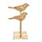 Gold Metal Bird Sculpture with Gold Foil Texturing Set